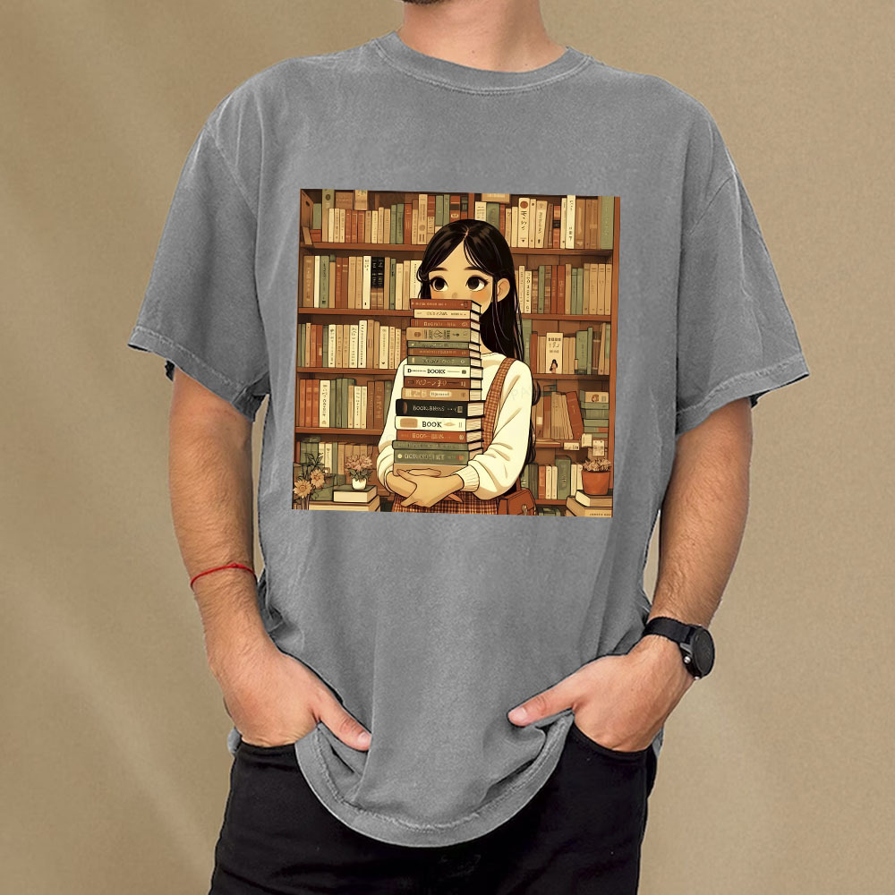 Pagewings A Girl Who Loves To Read Unisex Washed T-shirt