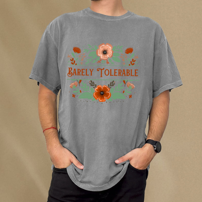 Pagewings Barely Tolerable Book Lover Bookish Unisex Washed T-shirt