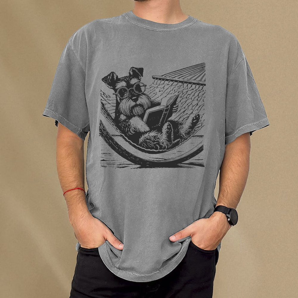 Pagewings Reading Dog Unisex Washed T-shirt