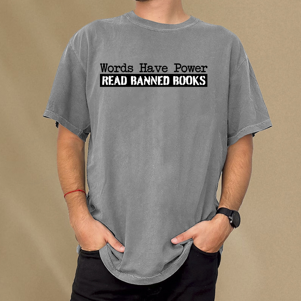 Pagewings Words Have Power Read Banned Books Unisex Washed T-shirt