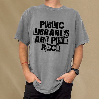 Pagewings Public Libraries Are Punk Rock Unisex Washed T-shirt