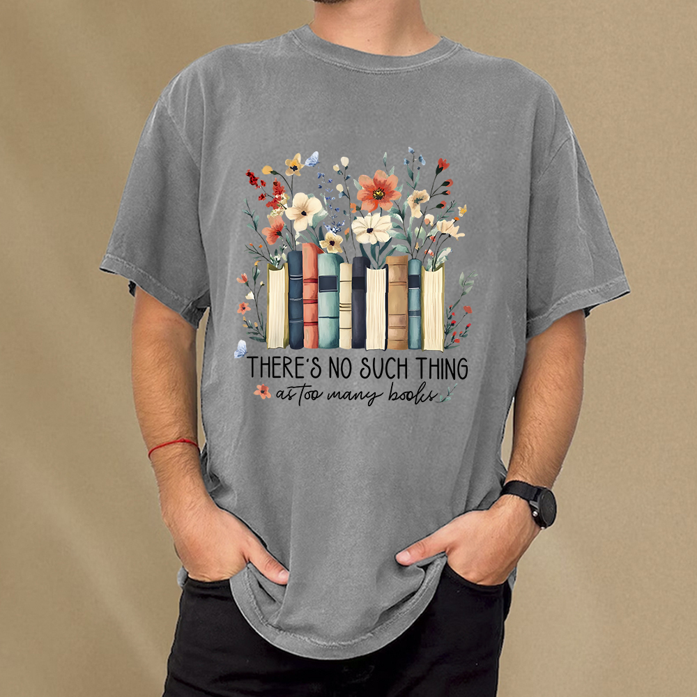 Pagewings There Is No Such Thing As Too Many Books Unisex Washed T-shirt