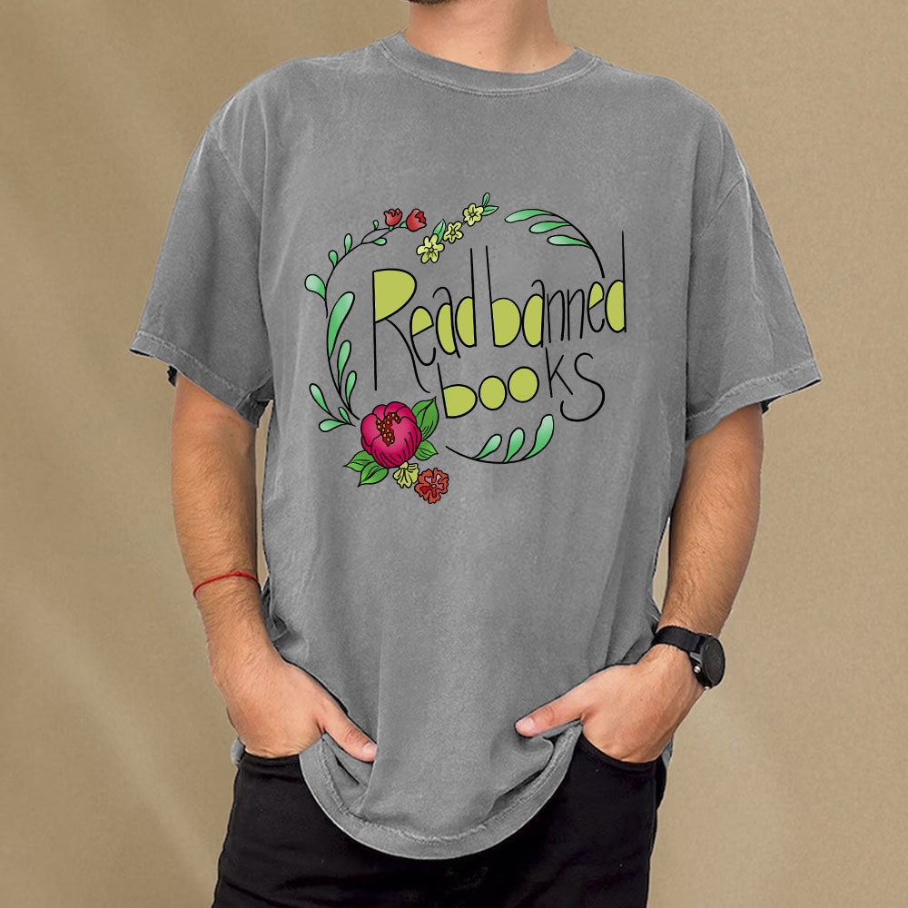 Pagewings Read Banned Books Unisex Washed T-shirt