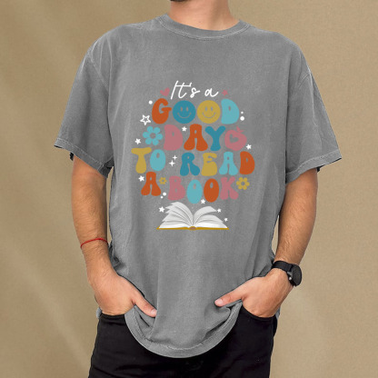 Pagewings Good Day To Read A Book Unisex Washed T-shirt
