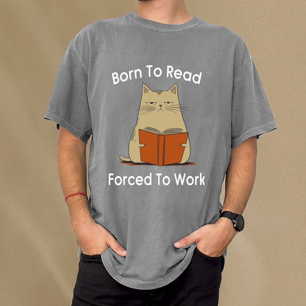 Pagewings Born To Read Forced To Work Unisex Washed T-shirt