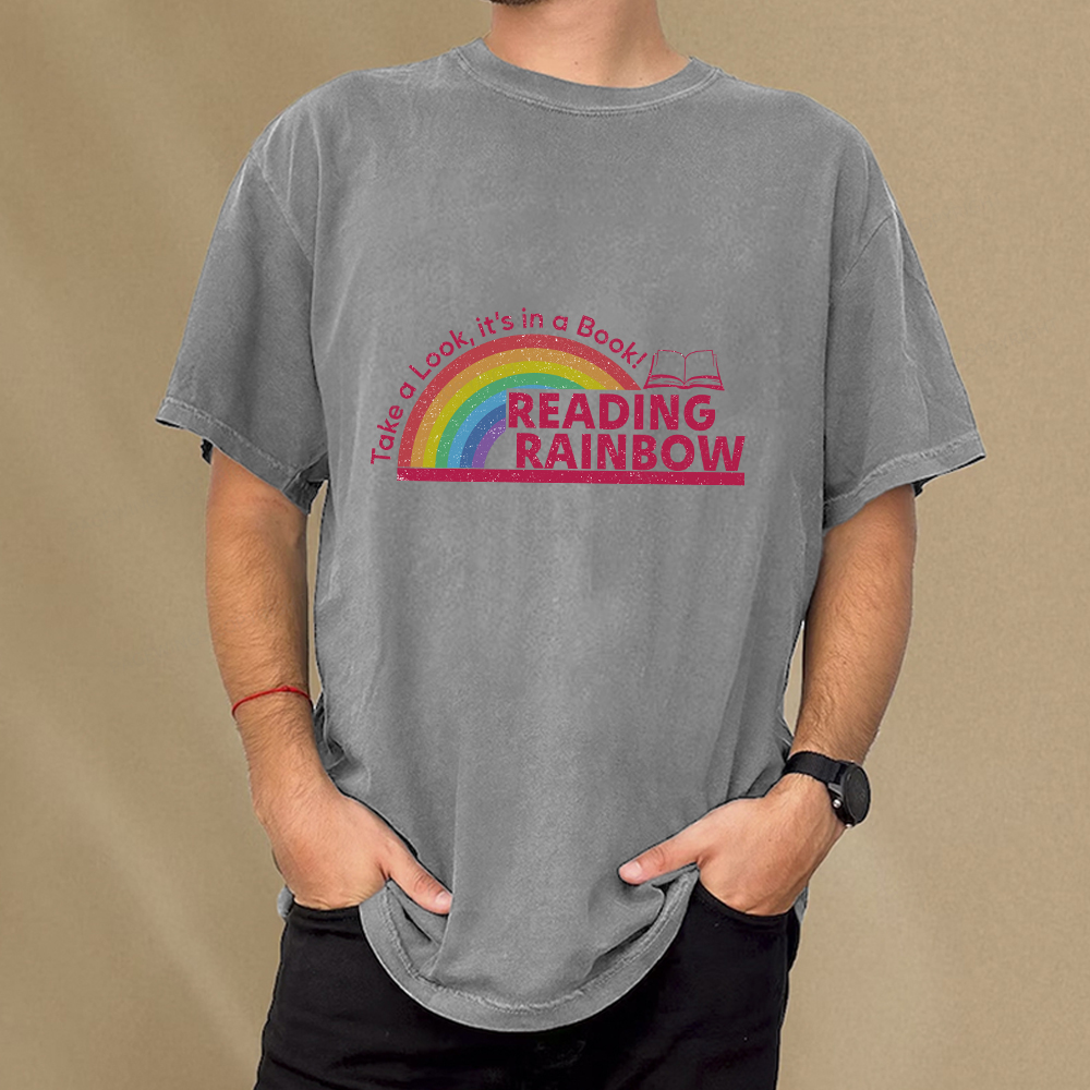 Pagewings Reading Rainbow Unisex Washed T-shirt