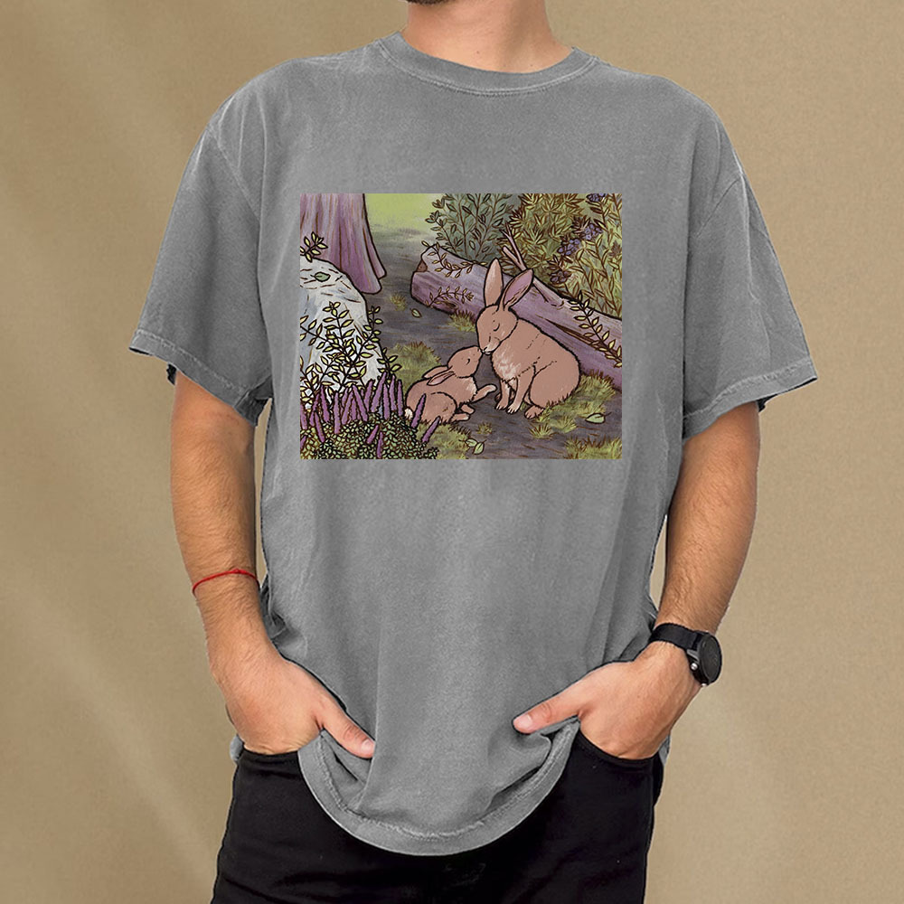 Pagewings A Kiss on the Nose for Mama Bunny Unisex Washed T-shirt