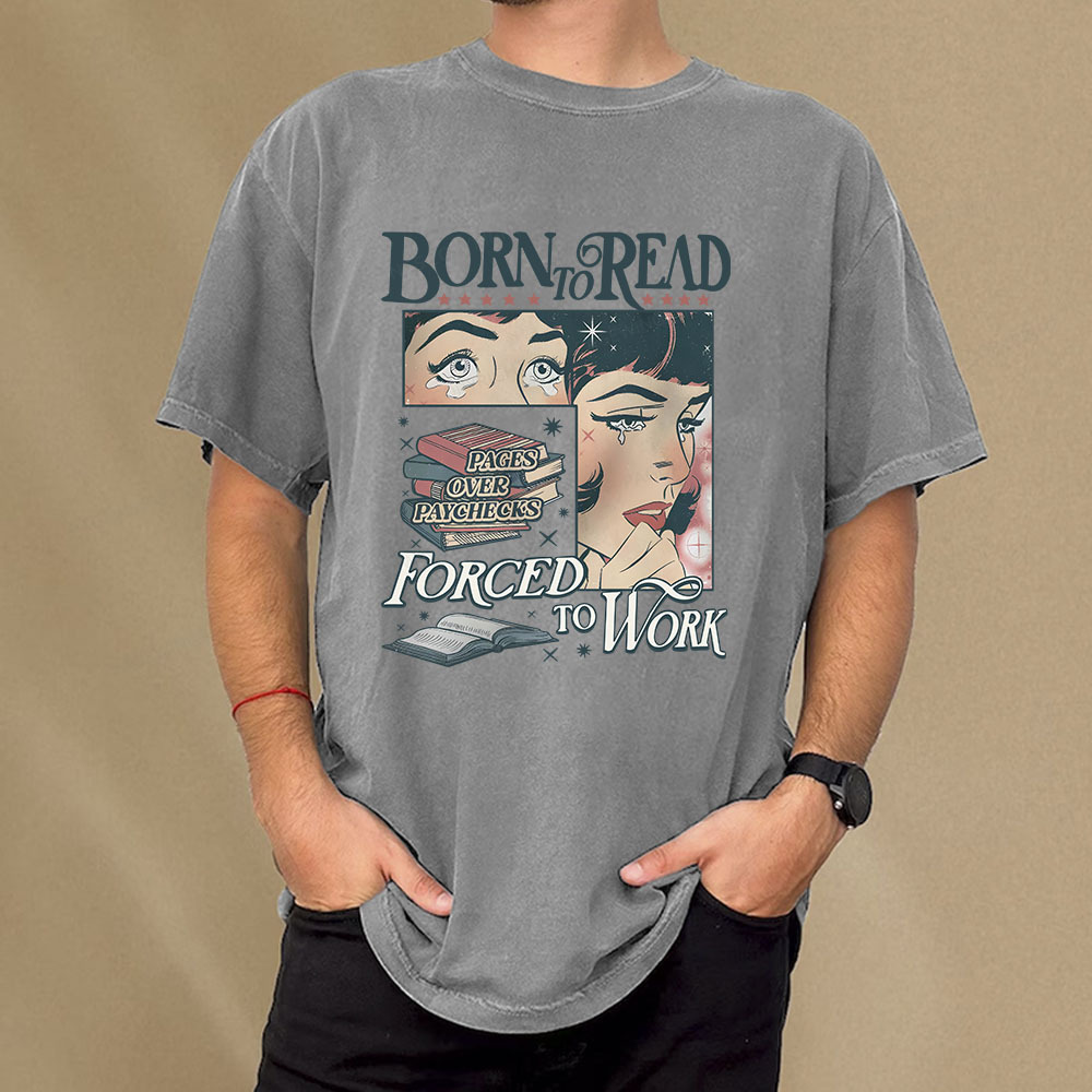 Pagewings Born To Read Bookish Comfor Unisex Washed T-shirt