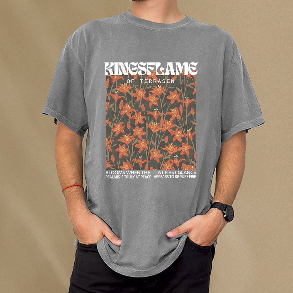 Pagewings Throne Of Glass Kingsflame Flower Aesthetic Unisex Washed T-shirt