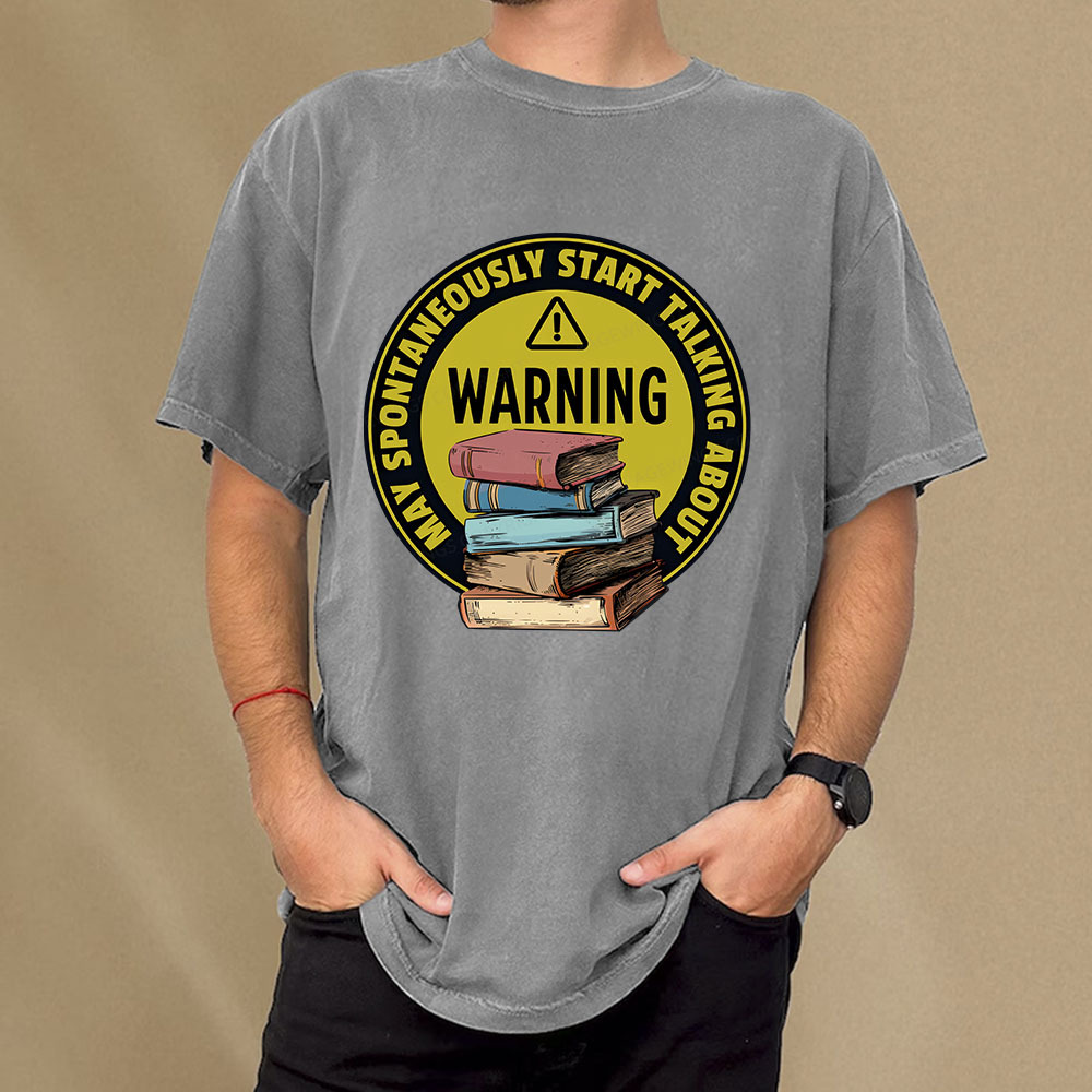 Pagewings Spontaneously Start Talking About Books Unisex Washed T-shirt