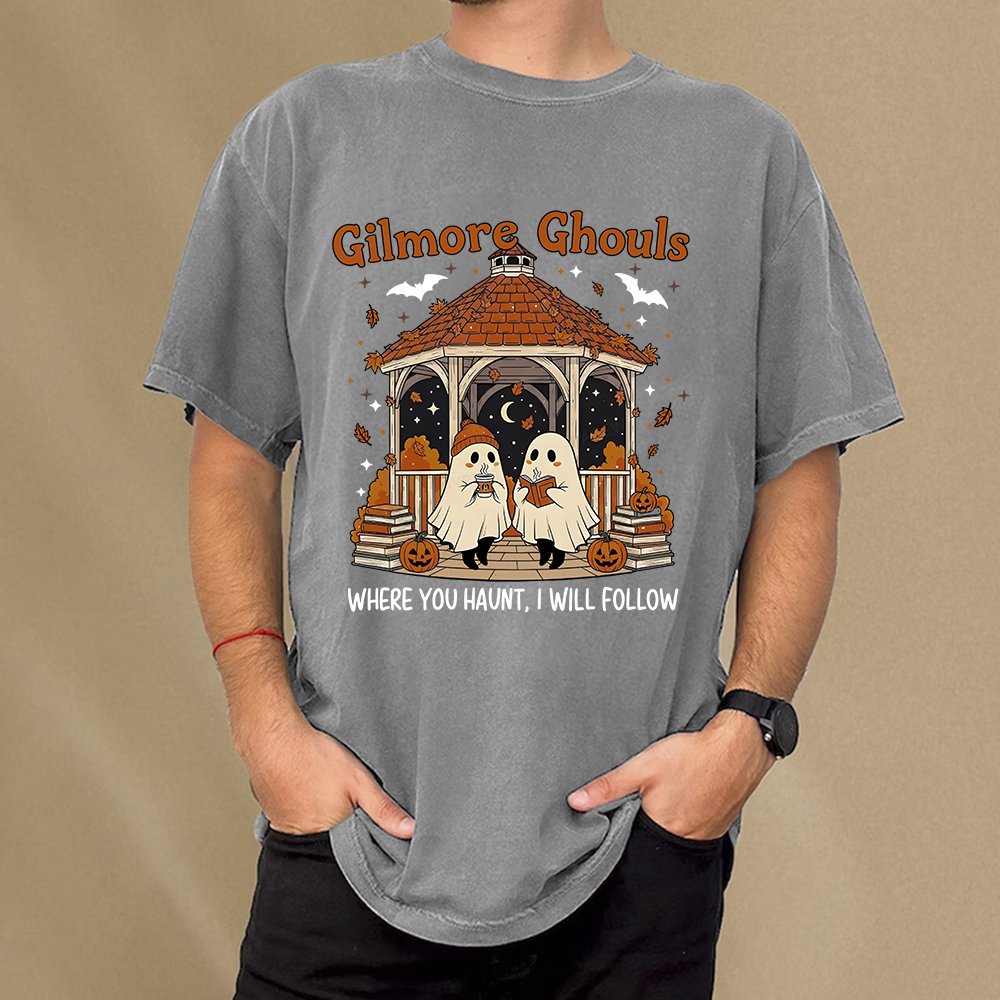 Pagewings Gilmore Ghouls Halloween Unisex Washed T-shirt