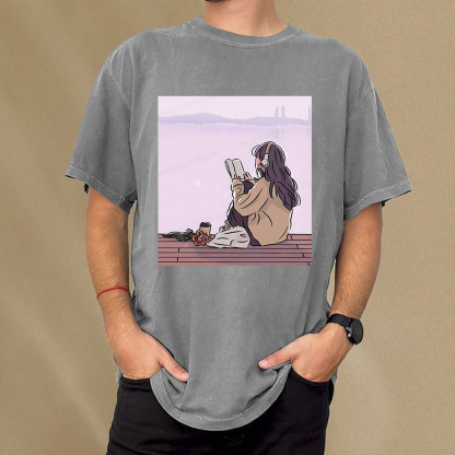 Pagewings A Girl Who Loves To Read Unisex Washed T-shirt