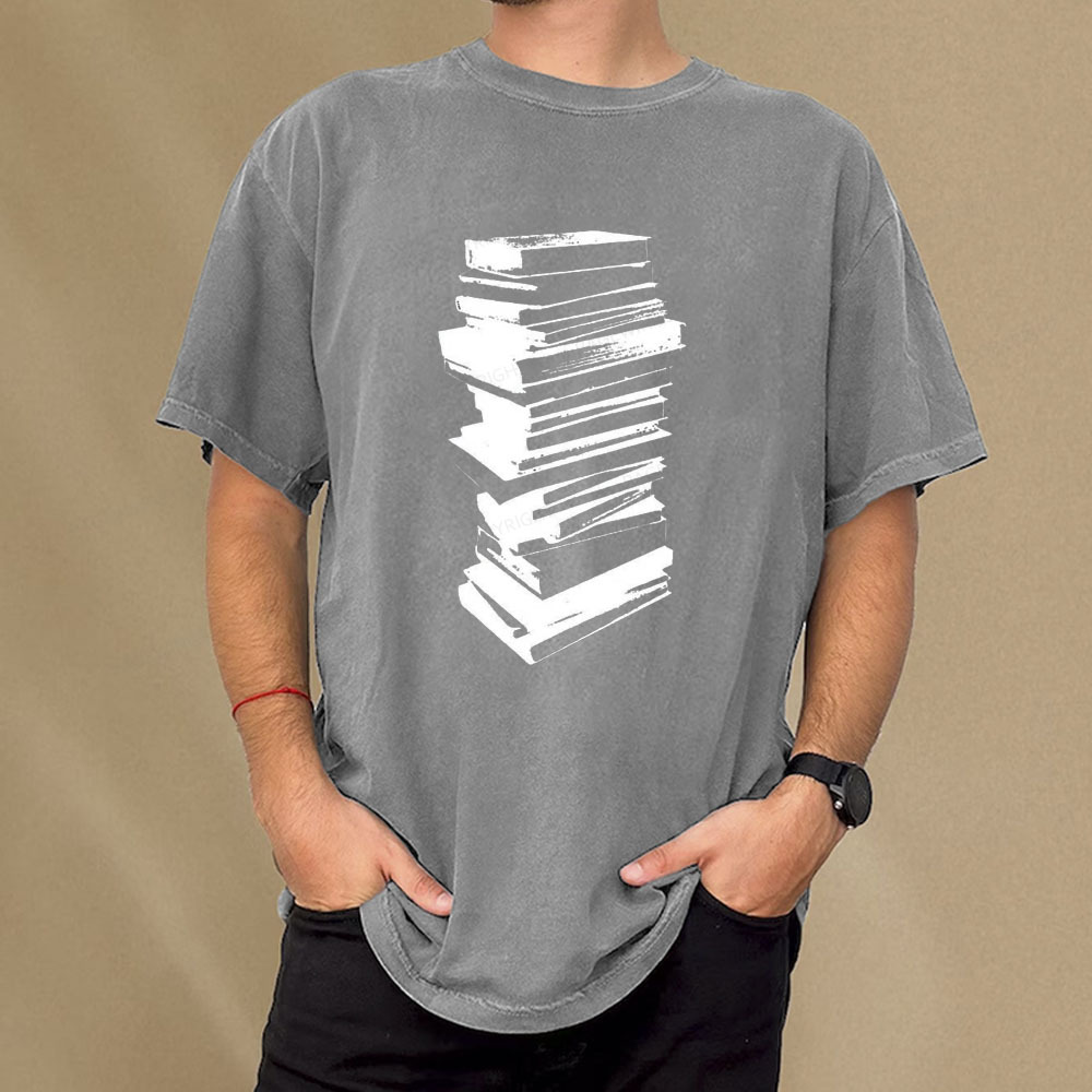 Pagewings Stack of Books Unisex Washed T-shirt