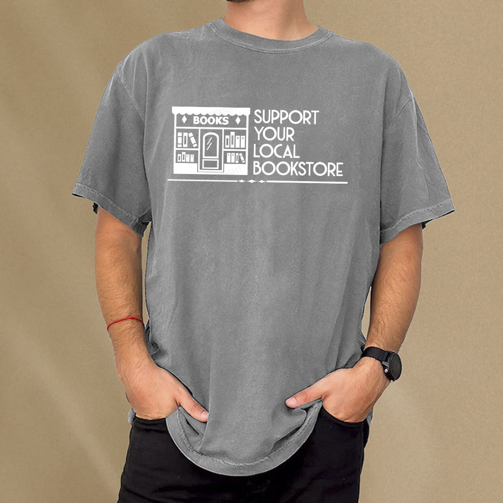 Pagewings Support Your Local Bookstore Unisex Washed T-shirt