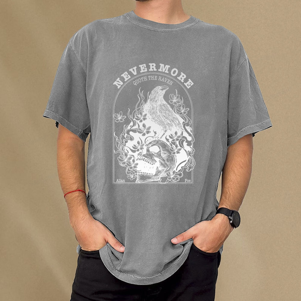 Pagewings Nevermore Quoth The Raven Unisex Washed T-shirt