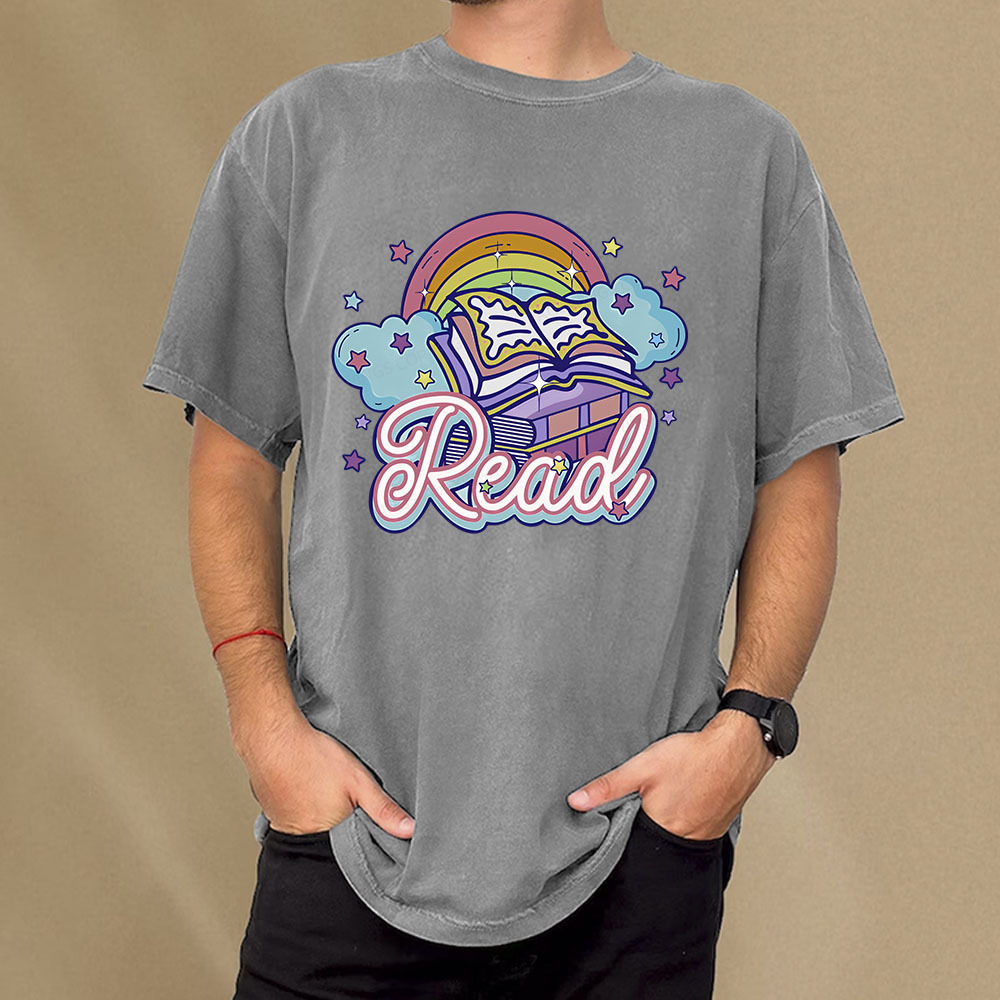 Pagewings Rainbow Book Lover Unisex Washed T-shirt