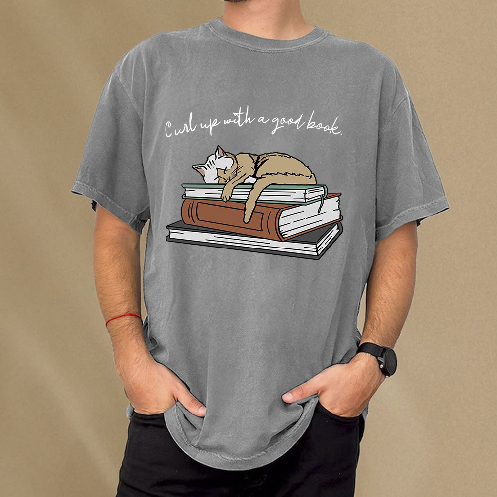 Pagewings Curl Up with a Good Book Unisex Washed T-shirt