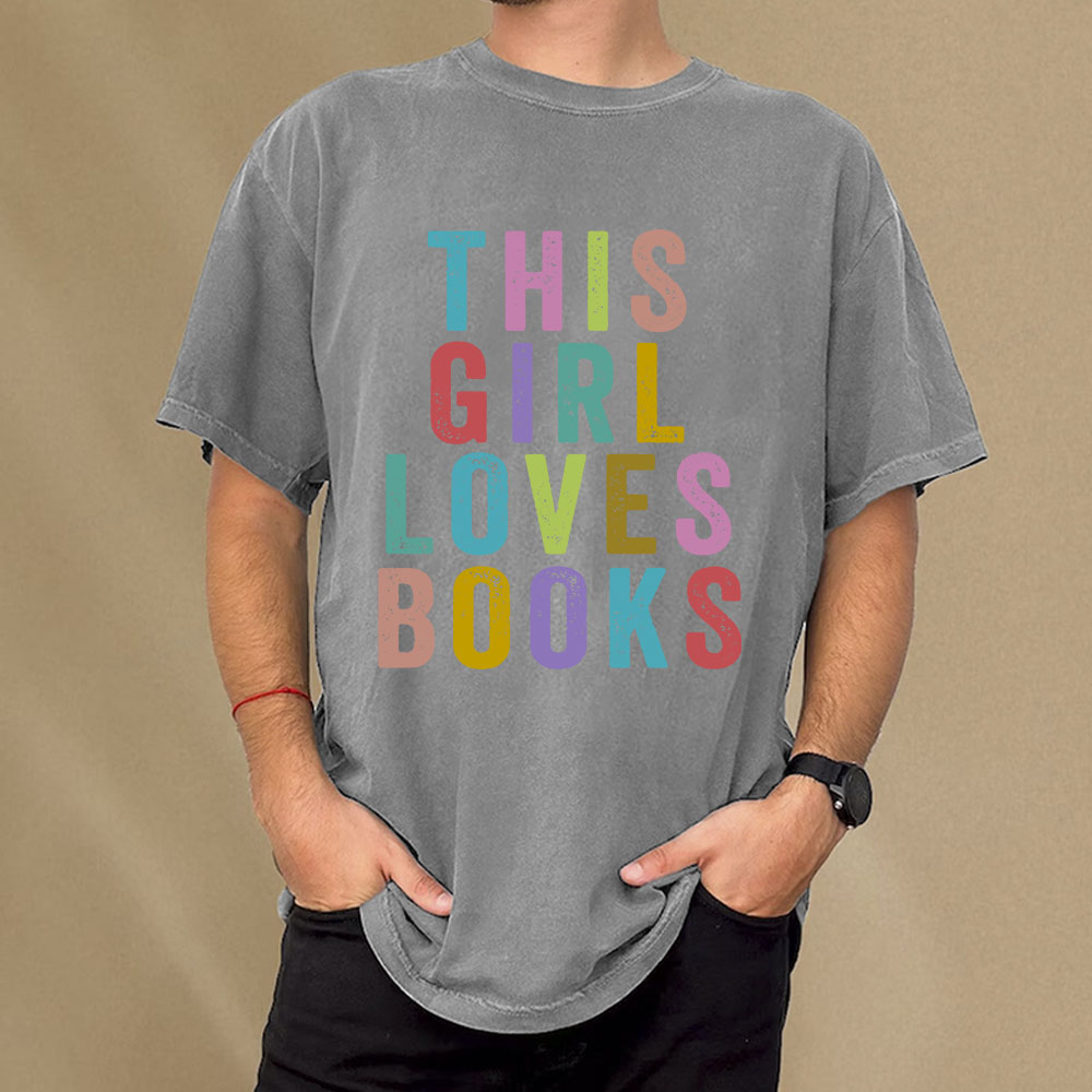 Pagewings This Girl Loves Books Unisex Washed T-shirt