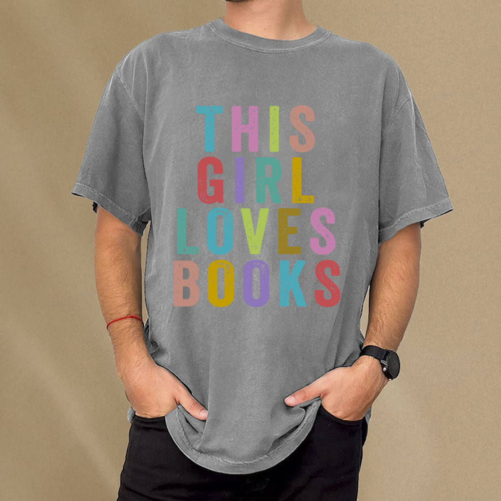 Pagewings This Girl Loves Books Unisex Washed T-shirt