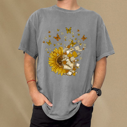 PagewingsSunflower And Book Harmony Unisex Washed T-shirt