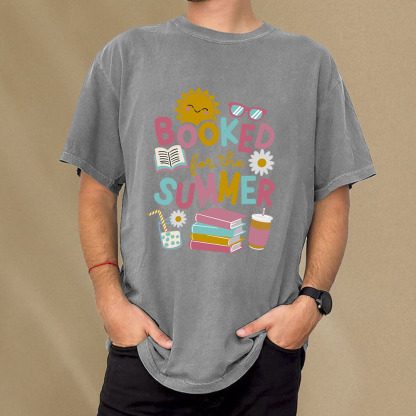 Pagewings Booked For The Summer Unisex Washed T-shirt