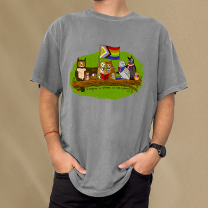 Pagewings Everyone Is Welcome at the Library Unisex Washed T-shirt