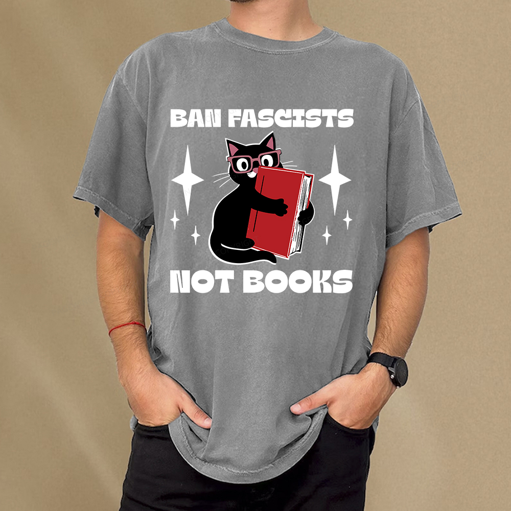 Pagewings Ban Fascists Not Books Unisex Washed T-shirt