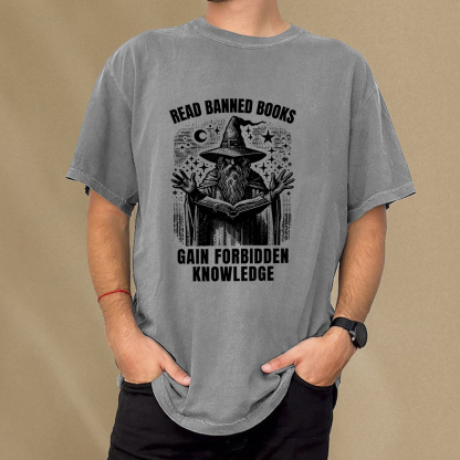 Pagewings Read Banned Books Gain Forbidden Knowledge Unisex Washed T-shirt