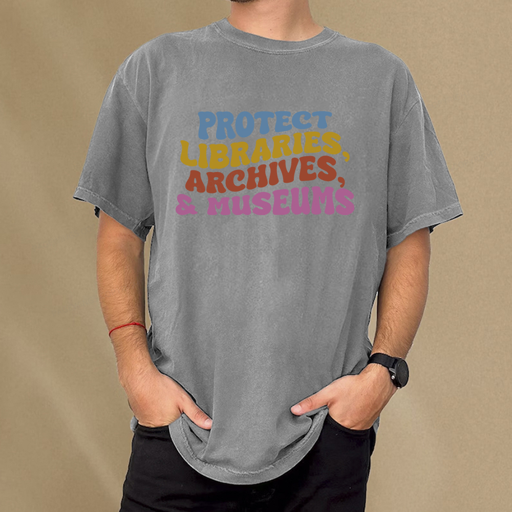 Pagewings Protect Libraries Archives And Museums Unisex Washed T-shirt