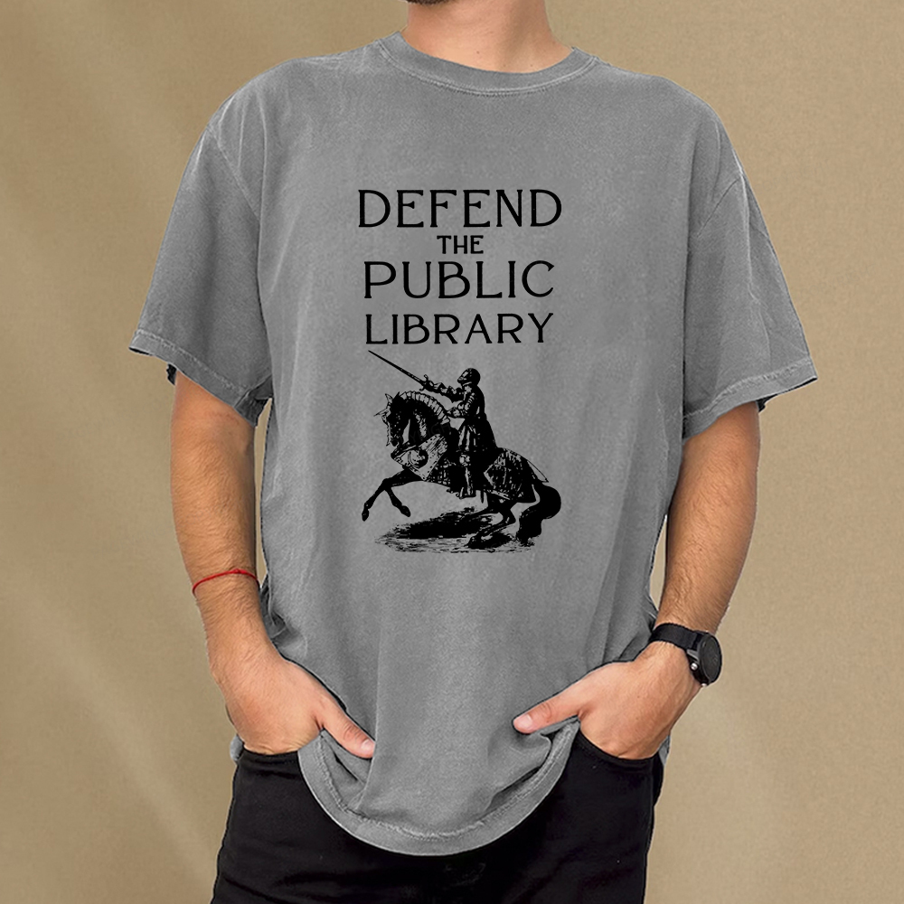 Pagewings Defend The Public Library Unisex Washed T-shirt