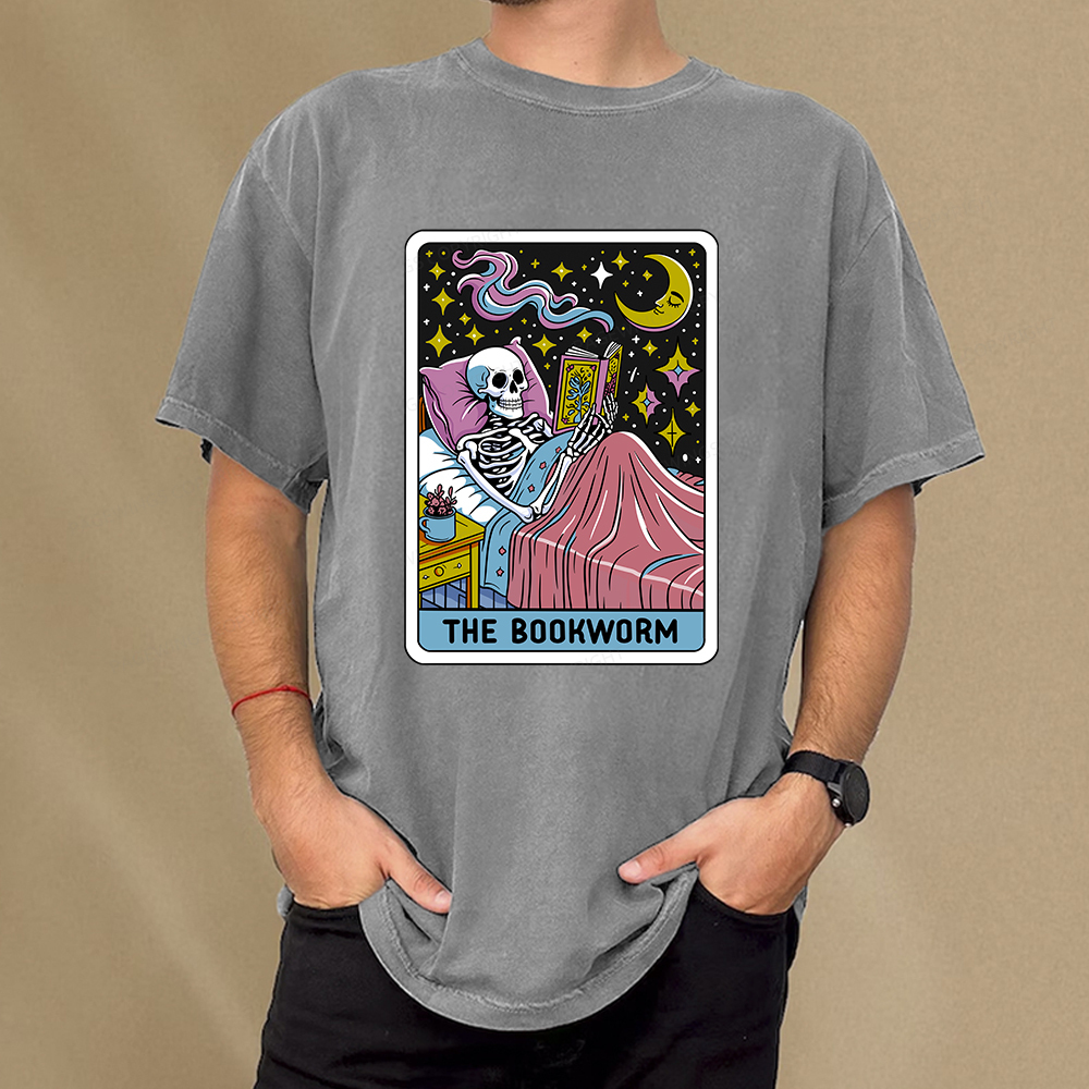 Pagewings The Bookworm Tarot Card Unisex Washed T-shirt