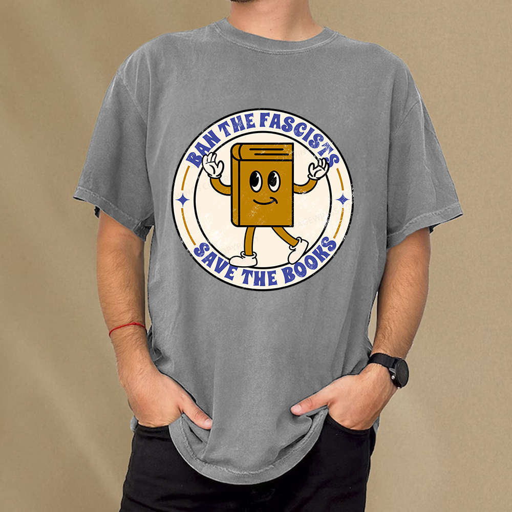 Pagewings Ban The Fascists Save The Books Unisex Washed T-shirt