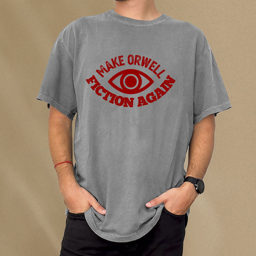 Pagewings Make Orwell Fiction Again Book Unisex Washed T-shirt