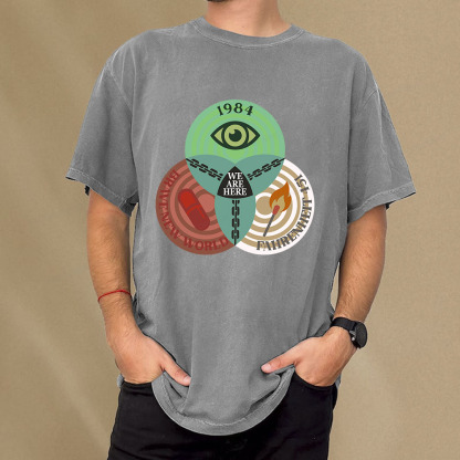 Pagewings We Are Here Unisex Washed T-shirt