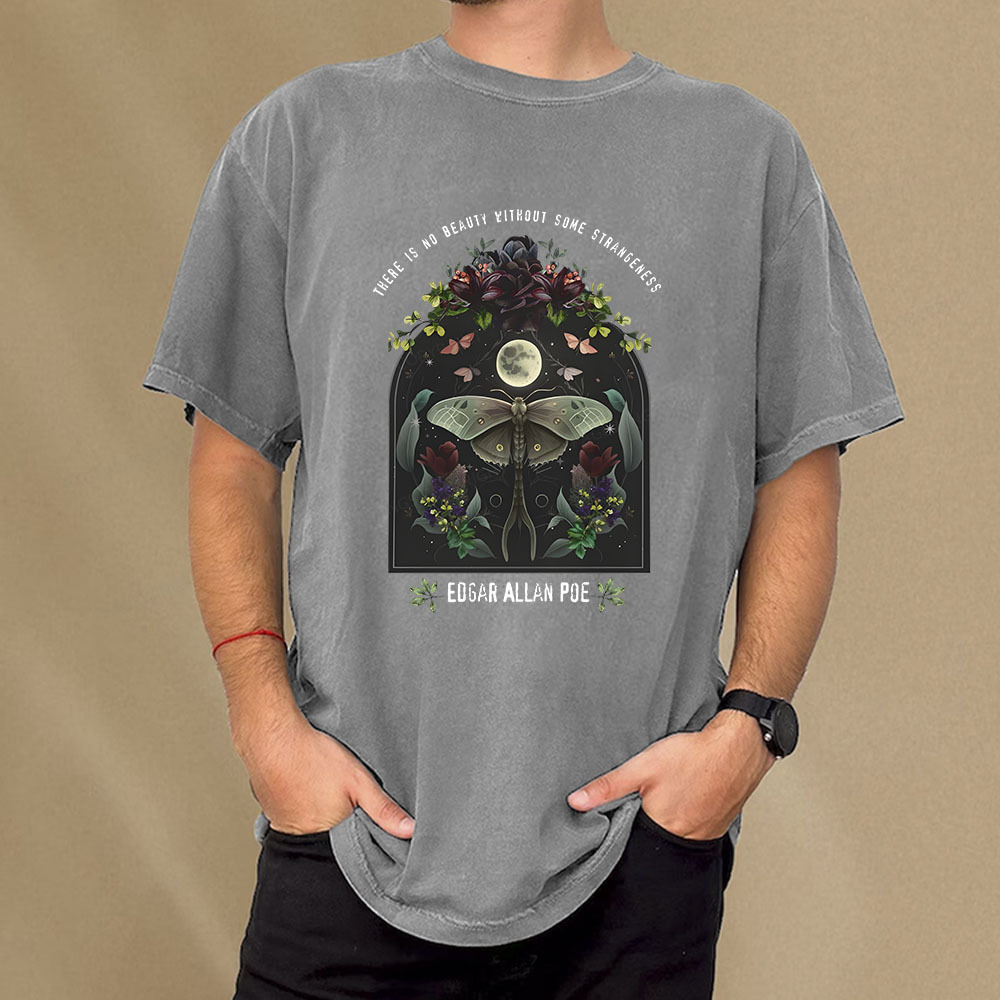 Pagewings Dark Academia Bookish Poe Unisex Washed T-shirt