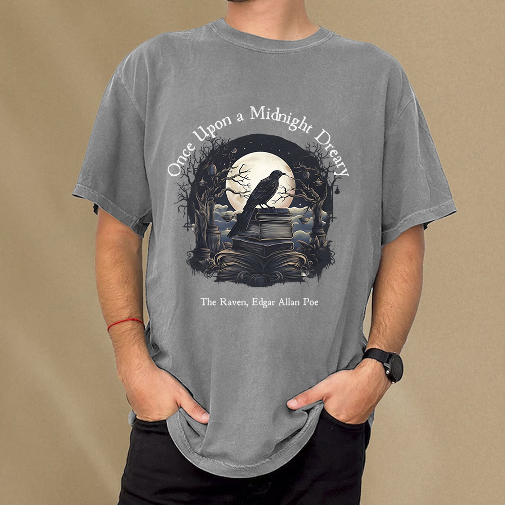 Pagewings Once Upon A Midnight Dreary Unisex Washed T-shirt
