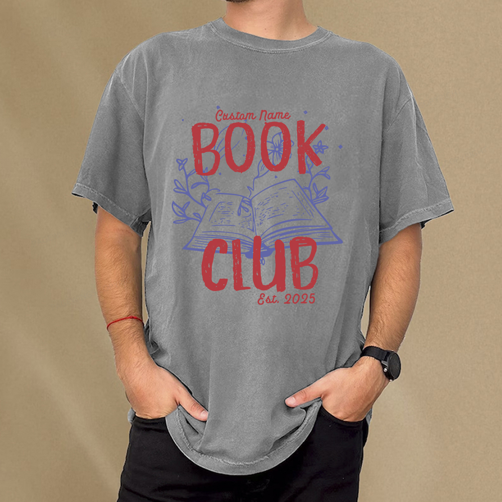 Pagewings Personalized  Book Club Unisex Washed T-shirt