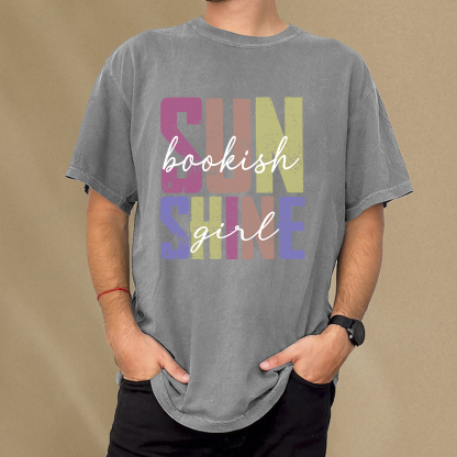 Pagewings Sunshine Bookish Girl Unisex Washed T-shirt