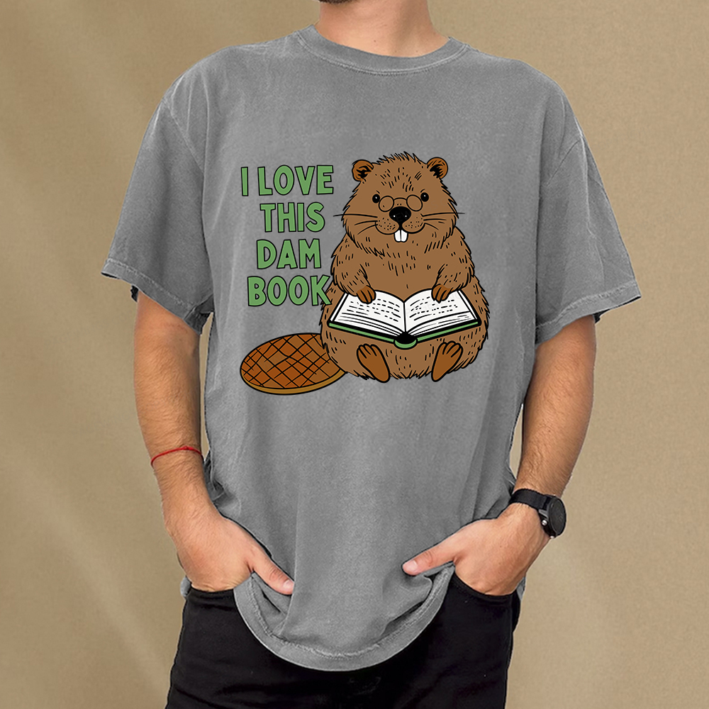 Pagewings I Love This Dam Book Unisex Washed T-shirt