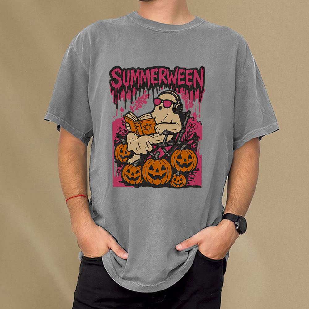 Pagewings Summerween Halloween Unisex Washed T-shirt