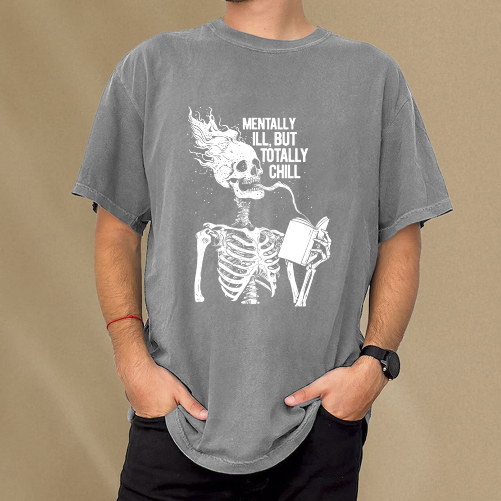 Pagewings Mentally Ill But Totally Chill Unisex Washed T-shirt