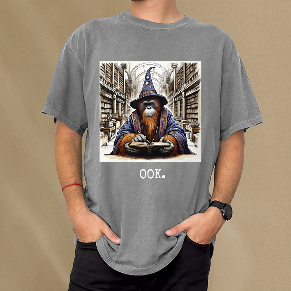 Pagewings Orangutan Librarian OOK  Unisex Washed T-shirt
