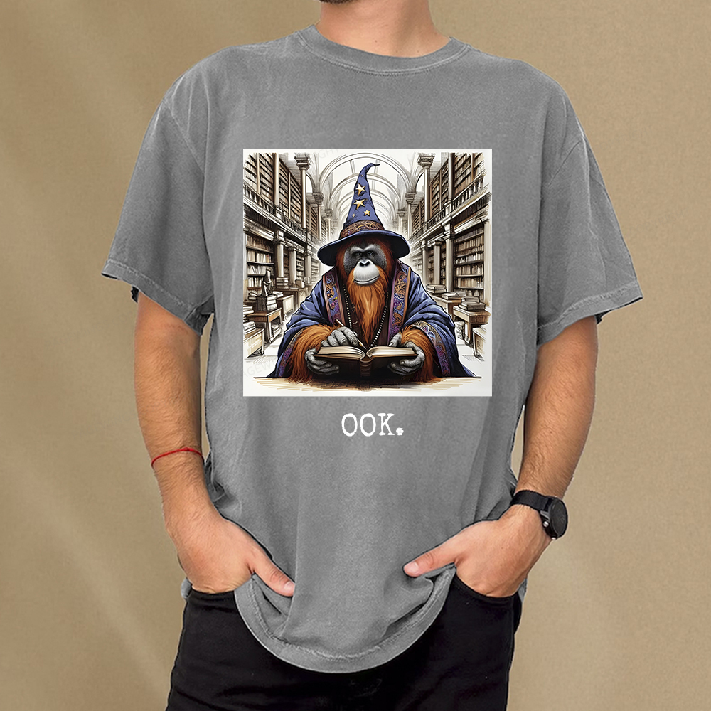 Pagewings Orangutan Librarian OOK  Unisex Washed T-shirt