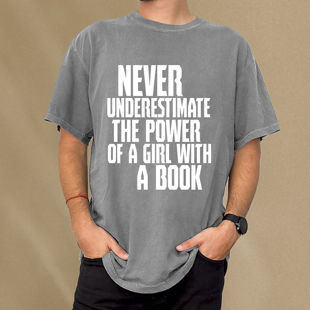Pagewings The Power Of A Girl With A Book Unisex Washed T-shirt