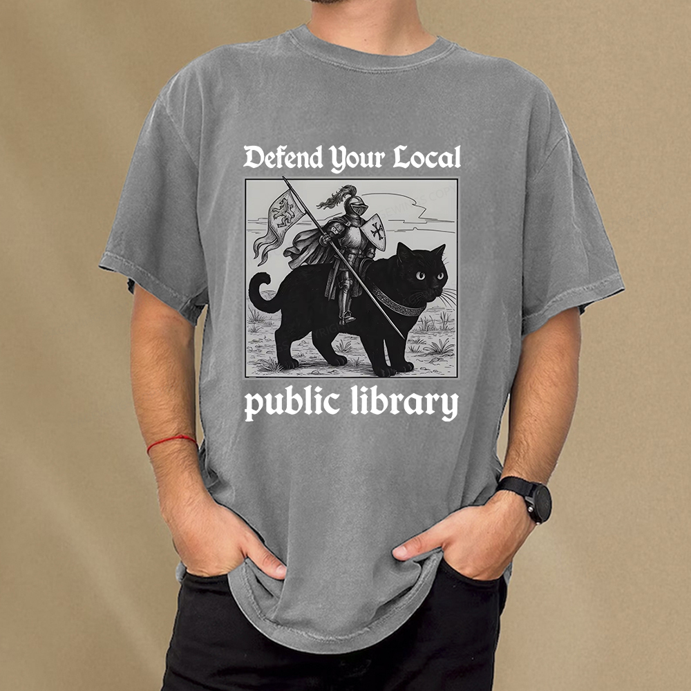Pagewings Defend Your Local public library Unisex Washed T-shirt