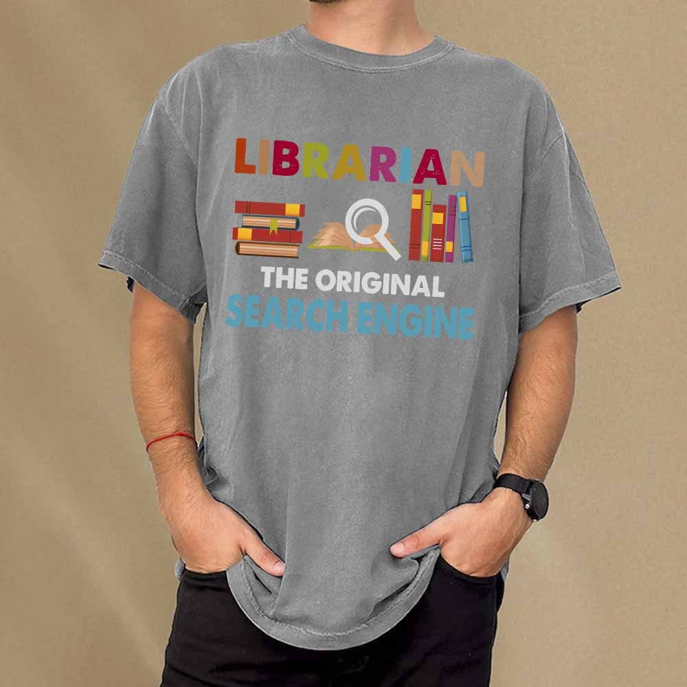 Pagewings Librarian Tees The Original Search Engine Book Unisex Washed T-shirt