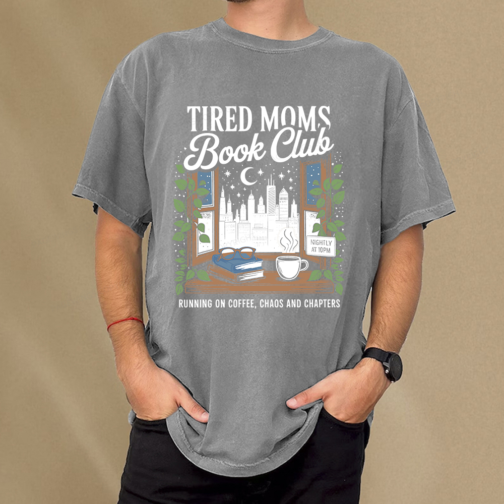 Pagewings Tired Moms Book Club Unisex Washed T-shirt