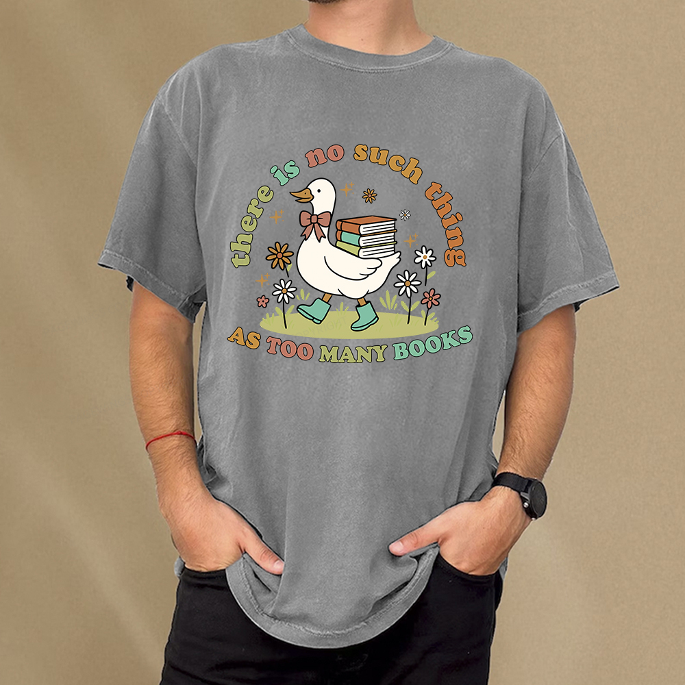 Pagewings Cute Bookish Goose Unisex Washed T-shirt
