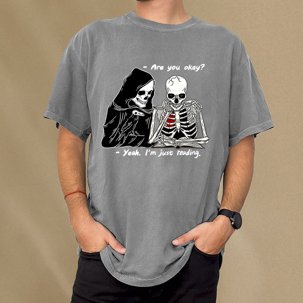 Pagewings Yeah I'm Just Reading Unisex Washed T-shirt