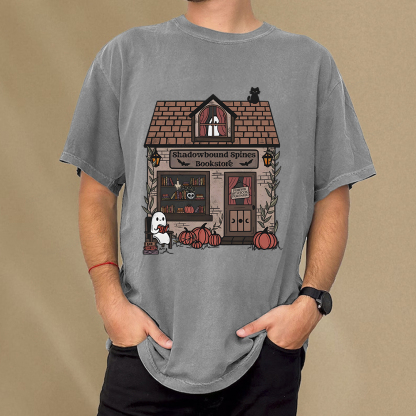 Pagewings Shadowbound Spines Bookstore Unisex Washed T-shirt